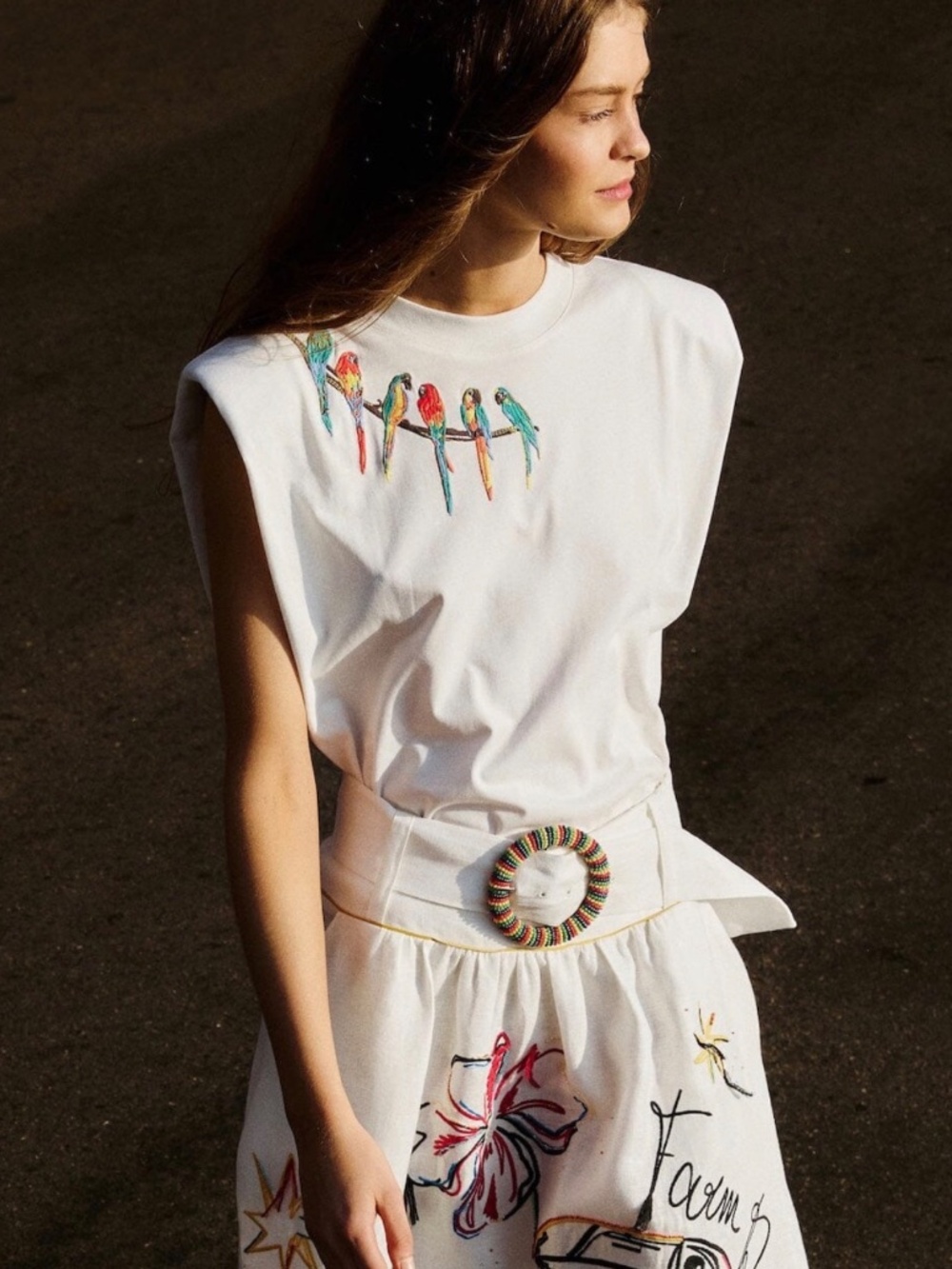 Off-White Birds On Branch Embroidered T-Shirt